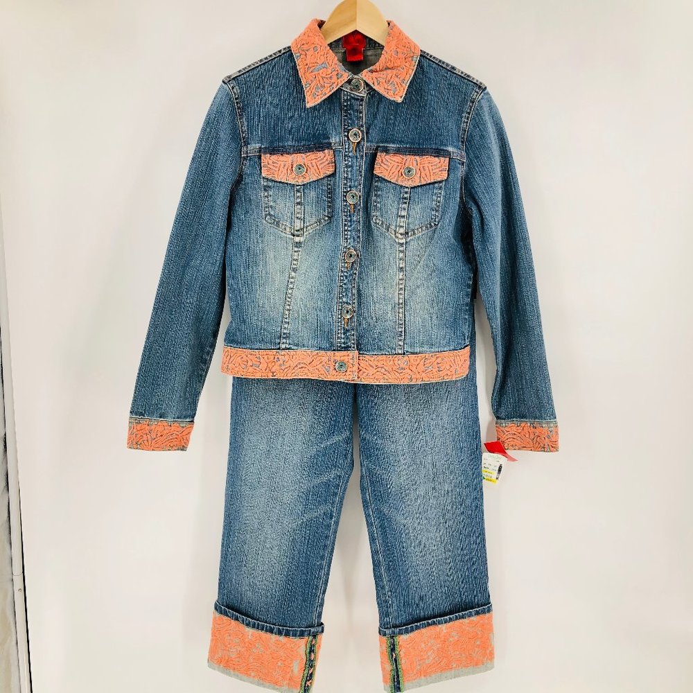 Vintage Very Vera Embroidered Lace Jean Outfit - Picture 2 of 16